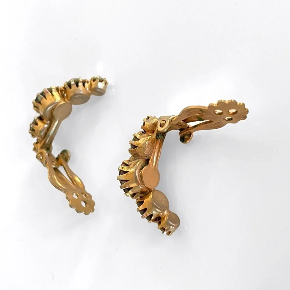 Vintage 1950’s Aurora Borealis Crescent Clip Earrings